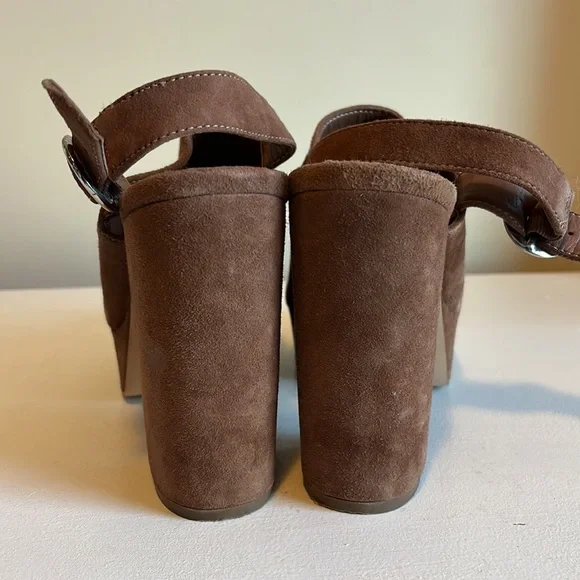 Steve Madden Carter Slingback Suede Camel Chunky Sandal Heel Size 5.5 - Picture 5 of 11